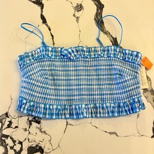 Colsie Blue and White Checkered Crop Top